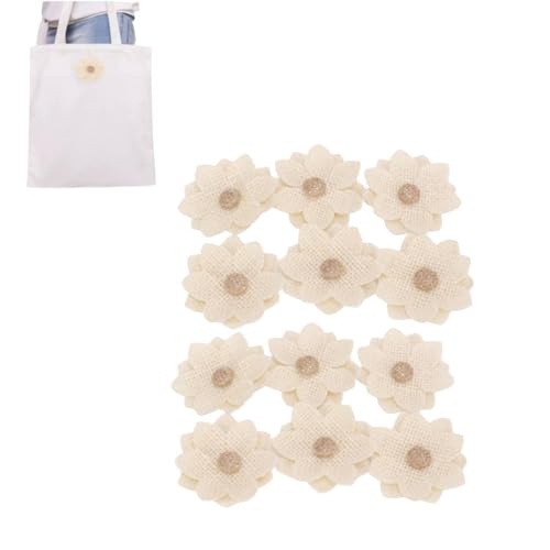 Beufee 12 Stück natürliche Sackleinen-Blumen, hessische Sackleinen-Rosenblumen, handgefertigt, rustikal, handgefertigt, Blumenhandwerk für rustikale Hochzeitsfeier-Dekoration Beufee 12 Stück natürliche Sackleinen-Blumen, hessische Sackleinen-Rosenblumen, handgefertigt, rustikal, handgefertigt, Blumenhandwerk für rustikale Hochzeitsfeier-Dekoration von Beufee
