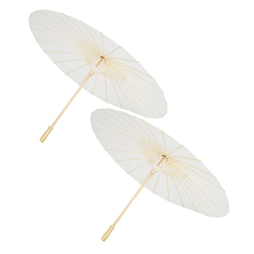Beufee 2 Stück Chinesischer Regenschirm aus geöltem Papier, Papierschirm Sonnenschirm Großer chinesischer Regenschirm für klassischen Tanz Weiß für Kunstzeichnung Hochzeitsfeier von Beufee