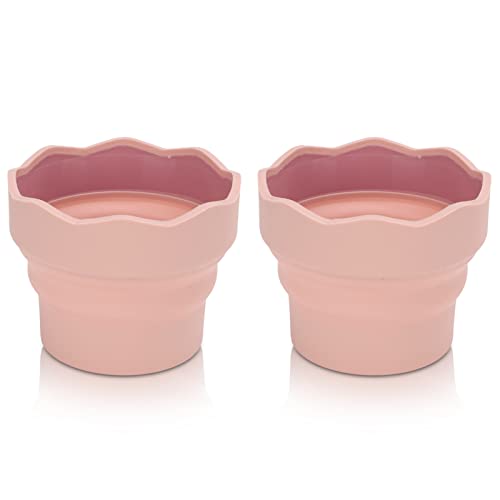 2Pcs zusammenklappbare Pinsel Waschmaschine, tragbare Silikon Wascheimer Pinsel Halter Reiniger Malerei Wasser Cup Aquarell Pinsel Halter Pinsel Halter Organizer für Aquarell Ölgemälde (Rosa) von Beufee