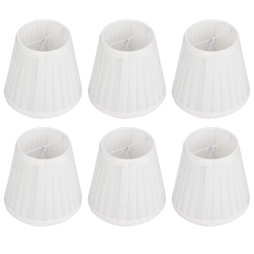 Beufee 6 STÜCKE Stoff Glocke Lampenschirme, Weiß Kronleuchter Lampenschirm Clip auf Lampenschirme Wandlampenabdeckung Schirm Mini Lampenschirme für Wohnzimmer Schlafzimmer Hotel Dekor von Beufee