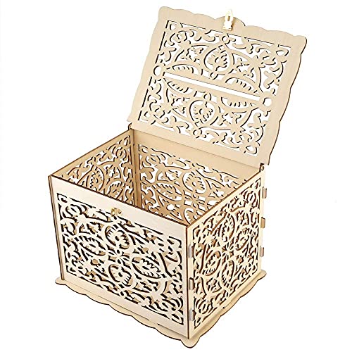 Beufee Hochzeit Geschenkkarten Box, Hochzeitskartenbox mit Schloss, rustikale Geschenkkartenbox aus Holz Vintage Hochzeit Geschenkkartenbox Jubiläum Babyparty Geburtstag Abschlussfeier Dekoration Beufee Hochzeit Geschenkkarten Box, Hochzeitskartenbox mit Schloss, rustikale Geschenkkartenbox aus Holz Vintage Hochzeit Geschenkkartenbox Jubiläum Babyparty Geburtstag Abschlussfeier Dekoration von Beufee
