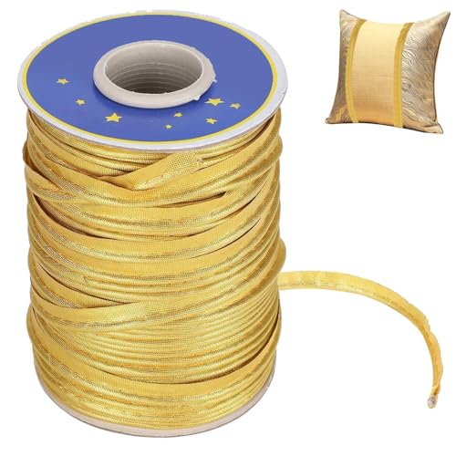 Gold Piping Trim zum Nähen, Satin Piping Trim Nähen Piping Stoff Piping Trim für Tischdecke oder Kleidungsstück Raffinierte Finishes 70 Meter Piping Bias Band zum Nähen(Gold) von Beufee