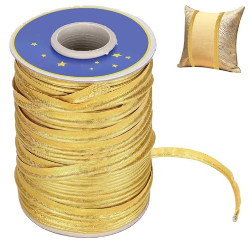 Beufee Paspelband zum Nähen, Paspelband aus Satin, Paspelband zum Nähen, Paspelband aus Stoff für Tischdecken oder Kleidungsstücke, raffinierte Oberflächen, 70 Meter(Gold) von Beufee