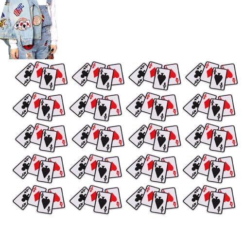 Gestickte Aufnäher zum Aufbügeln, 20 Stück, Poker-Applikations-Patch, Spielkarten-Patch, Spielkarten-Stickapplikation für Kleidung, Kleid Gestickte Aufnäher zum Aufbügeln, 20 Stück, Poker-Applikations-Patch, Spielkarten-Patch, Spielkarten-Stickapplikation für Kleidung, Kleid von Beufee