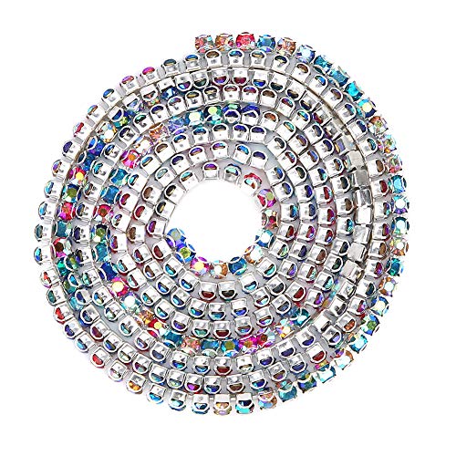 Kristall -Strass -Trim, schöne künstliche Strasskette Buntes künstliches Edelstein Stein -Applikationskettenverzerrung (3 mm) von Beufee