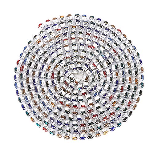 Kristall -Strass -Trim, schöne künstliche Strasskette Buntes künstliches Edelstein Stein -Applikationskettenverzerrung (4mm) von Beufee