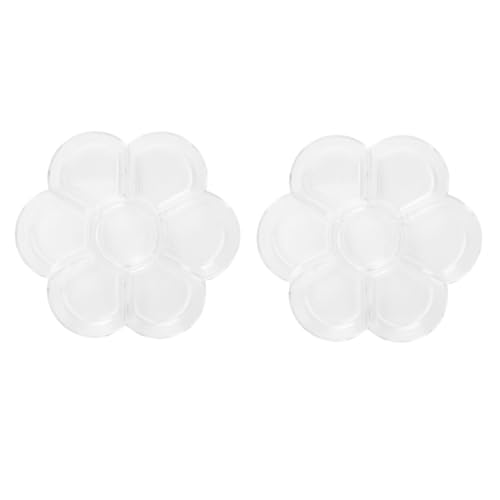 Lackpalette, 2pcs 7 Well Pflaumenschacher Lackablett Künstler Mischen Farbschale Kunst Zeichnen Malerablett Gouache Palette Blume Aquarell Teller für DIY -Projekt (Transparent) von Beufee