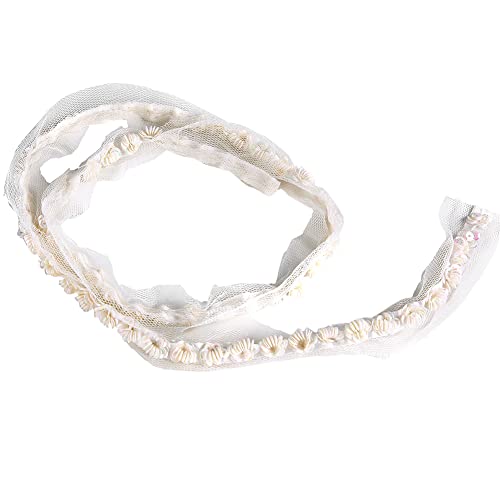 Perle Perlenverkleidung, 2pcs 1 Yard Braut Spitzenburde Trimmgurte Dekorative Klebebandspitzenkante Tradbon weiße Perlenbandspitzenverkleidung für Hochzeit (3 cm Paillistin Spitze 1 Größe) von Beufee