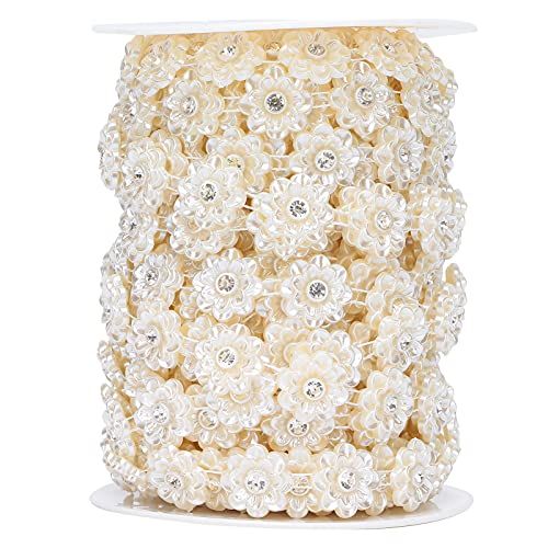Perle -Strass -Trimm, Blütenform nähen Sie die Doppelreihenperlen Abs Perlenperlenkante Kette zur Dekoration Perle -Strass -Trimm, Blütenform nähen Sie die Doppelreihenperlen Abs Perlenperlenkante Kette zur Dekoration von Beufee