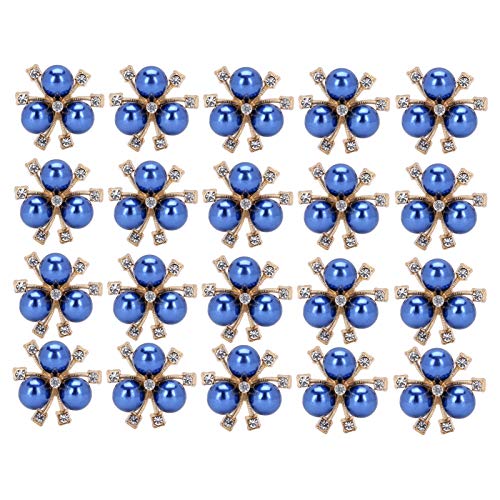 -Perlen -Verzierungen, 20pcs Perle Blumenknöpfe Brosche farbenfrohe Kristallperlen Verzierungen Bulk Broschen für Handwerk (Blau) von Beufee