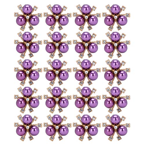 -Perlen -Verzierungen, 20pcs Perle Blumenknöpfe Brosche farbenfrohe Kristallperlen Verzierungen Bulk Broschen für Handwerk (Lila) von Beufee