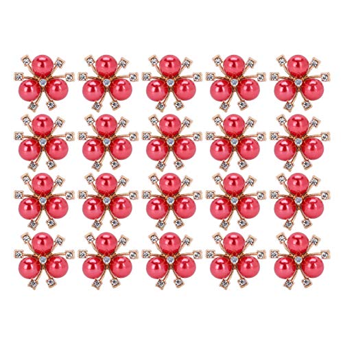 -Perlen -Verzierungen, 20pcs Perle Blumenknöpfe Brosche farbenfrohe Kristallperlen Verzierungen Bulk Broschen für Handwerk (Rot) von Beufee