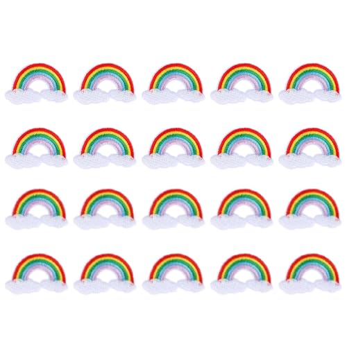 Regenbogen-Aufnäher, 20 Stück, bunte Regenbogen-Aufnäher zum Aufbügeln, Wolken-Regenbogenmuster, bestickte Aufnäher, Applikationen für Kleidung Regenbogen-Aufnäher, 20 Stück, bunte Regenbogen-Aufnäher zum Aufbügeln, Wolken-Regenbogenmuster, bestickte Aufnäher, Applikationen für Kleidung von Beufee