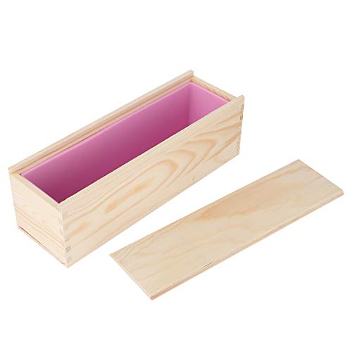 Rose Silikonform, handgefertigte rechteckige Rosenseife Silikonform für Seifen Kerzenkuchen, die Lieferungen handwerk Kunstwerk Kunst (Rosa Silikon + Holzkiste) von Beufee