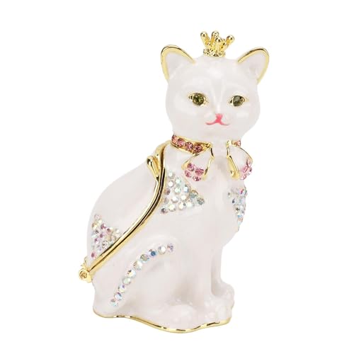 Schmuckkästchen Aus Emaille, Schmuckkästchen Mit Katze, Weiße Katze, Aufklappbar, Schmuckschatulle, Schmuckkästchen Mit Kristallen, Ringhalter, Süße Handbemalte, Emaillierte Katzenfigur Zum Sammeln Schmuckkästchen Aus Emaille, Schmuckkästchen Mit Katze, Weiße Katze, Aufklappbar, Schmuckschatulle, Schmuckkästchen Mit Kristallen, Ringhalter, Süße Handbemalte, Emaillierte Katzenfigur Zum Sammeln von Beufee