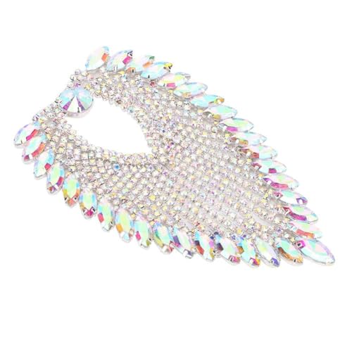 Schulter Epauletten Quaste Kette Pferdeauge Strasssteine, Pferd Auge Applique Kette Dekorative Strass Ketten Bling Diamond Trim Ribbon Mode Schulter Bretter Abzeichen Party Uniform Zubehör (Bunt) von Beufee