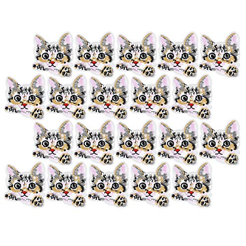 Stickflecken, 20pcs Katzenmuster Eisen auf DIY Decorative Applique Stickers gesticktes Motiv Applikat Rucksack von Beufee