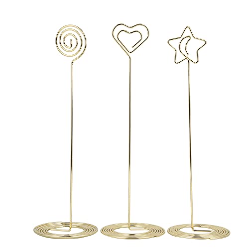 Tischnummernhalter, 3pcs 220 mm Drahtfoto Halter Clips Bild Memo Notizfoto Ständer Office Desk Organizer (Gold) von Beufee