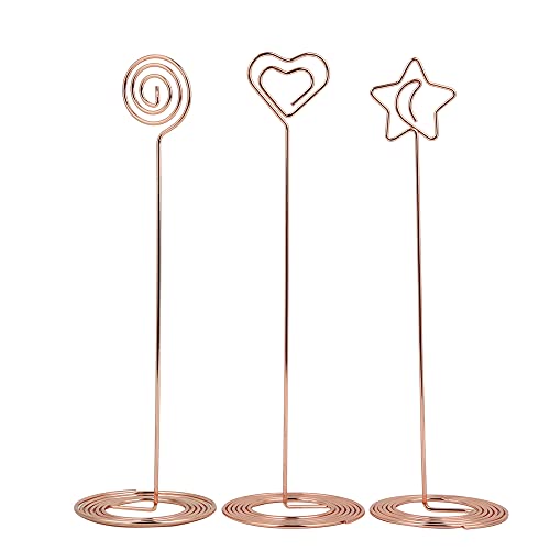 Tischnummernhalter, 3pcs 220 mm Drahtfoto Halter Clips Bild Memo Notizfoto Ständer Office Desk Organizer (Roségold) von Beufee
