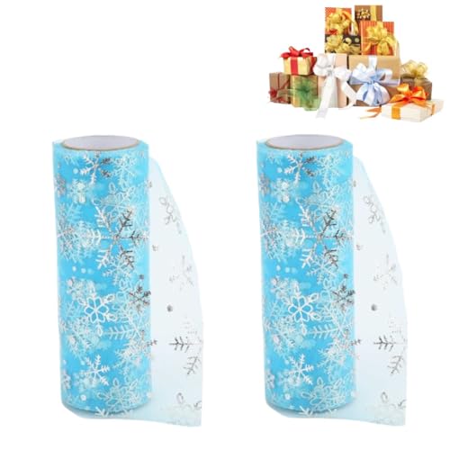 Tulle Fabric Rolls, 2PSC -Sequin Tüll Fabric Delicate Weiche blau gedruckte Paillistin Sparkling Ribbon Spool Netting zur Dekoration von Beufee