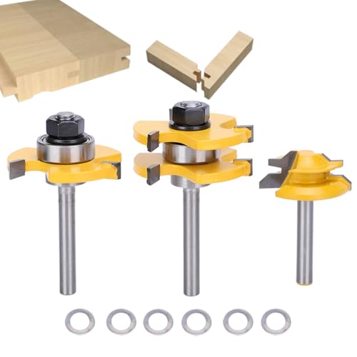 Zunge und Rille Router -Werkzeug -Werkzeug, 3pcs Router Bits Set 45 Grad Router Bit 3 Zähne T geformt 1 4 Schaftholz -Holzschneider -Werkzeug Zunge und Rille Router -Werkzeug -Werkzeug, 3pcs Router Bits Set 45 Grad Router Bit 3 Zähne T geformt 1 4 Schaftholz -Holzschneider -Werkzeug von Beufee