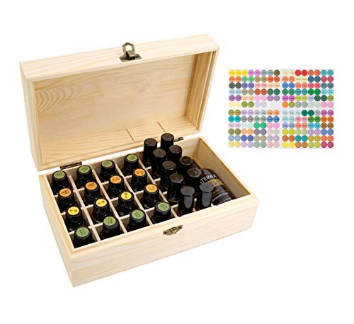 Beunyow 36 Löcher Tragbar Holz Aromatherapie Geschenk-Box Ätherische Öle Flaschen Box Aufbewahrung Koffer Box - Geeignet für Nagellack, Duftöle, Ätherisches Öl, Stain und Lippenstift von Beunyow