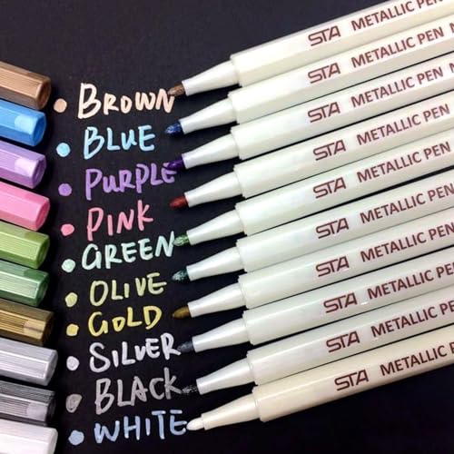 beupro Metallic-Marker, Set aus 10 Stiften, speziell für Fotoalben, geeignet für jede Art von Papier und Oberflächen aus Glas, Kunststoff, Keramik und Holz von beupro