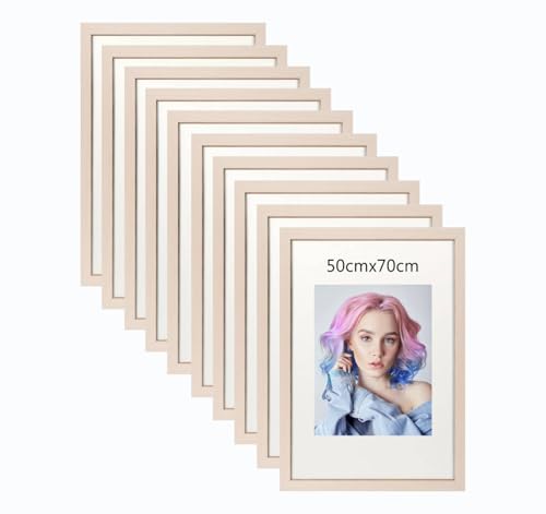 10er Set 50x70cm Bilderrahmen, MDF-Rahmen,Rahmen aus holz,Frame 50x70cm,Wand Bilderrahmen Moderner Fotorahmen,Perfekt zum Verschenken,Das Holzfarbe von Beutrain