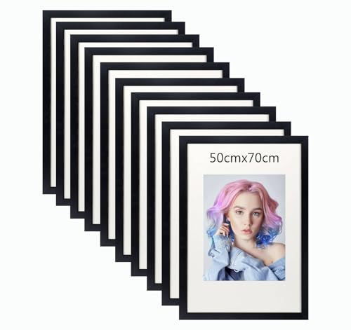 10er Set 50x70cm Bilderrahmen, MDF-Rahmen,Rahmen aus holz,Frame 50x70cm,Wand Bilderrahmen Moderner Fotorahmen,Perfekt zum Verschenken,Schwarz von Beutrain