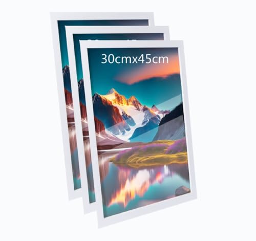 3er Set 30x45cm Bilderrahmen, MDF-Rahmen,Rahmen aus holz,Frame 30x45cm,Wand Bilderrahmen Moderner Fotorahmen,Perfekt zum Verschenken,Weiß von Beutrain