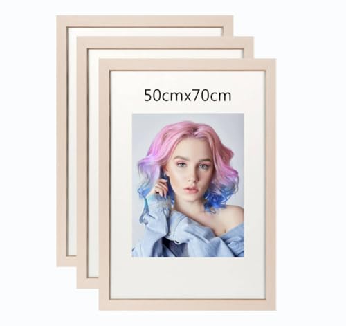 3er Set 50x70cm Bilderrahmen, MDF-Rahmen,Rahmen aus holz,Frame 50x70cm,Wand Bilderrahmen Moderner Fotorahmen,Perfekt zum Verschenken,Das Holzfarbe von Beutrain
