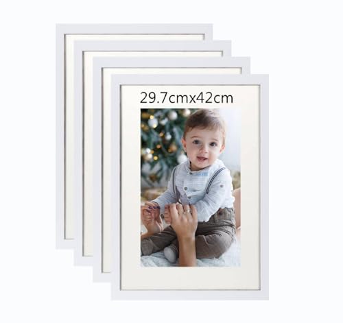 4er Set 29.7x42cm Bilderrahmen, MDF-Rahmen,Rahmen aus holz,Frame 29.7x42cm,Wand Bilderrahmen Moderner Fotorahmen,Perfekt zum Verschenken,Weiß von Beutrain