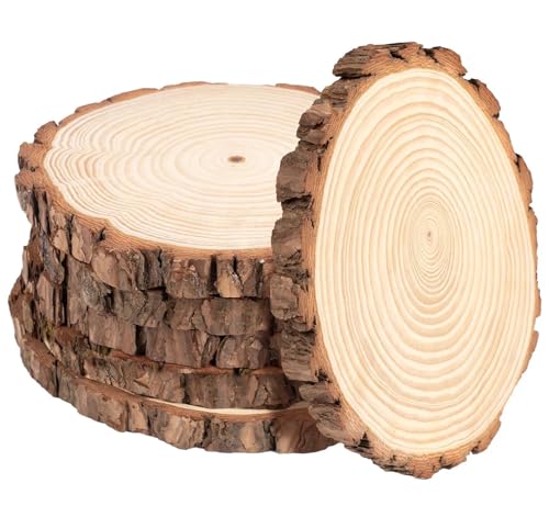 6 Stücke Holzscheiben Ø18-20cm Ohne Loch Runde Holzscheibe Untersetzer Holz Log Naturholz Baumscheiben 15mm Dicke für DIY Basteln Hochzeit Weihnachtsdeko Untersetzer & Tischdeko von Beutrain