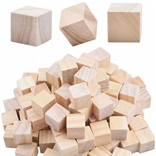 100 Stück 2 Cm Große Holzwürfel, Quadratische Blöcke aus Natürlichem Massivholz, Holzblöcke Zum Basteln, Leere Holzwürfel, DIY-Holzwürfel, Quadratische Mathe-Holzblöcke für von Bewinner