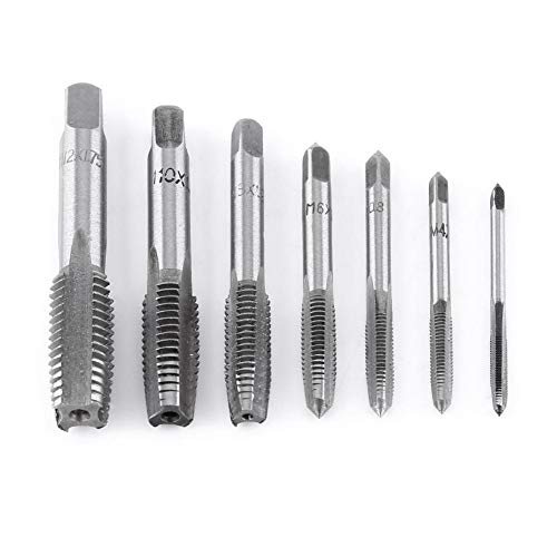 7pcs Tapping Tool Set, Bewinner Metrisches Gewinde-Gewindebohrwerkzeug aus Stahl M3, M4, M5, M6, M8, M10, M12 Gewindebohrer zum Erstellen von Gewinden auf Holz, Kunststoff, Aluminium von Bewinner