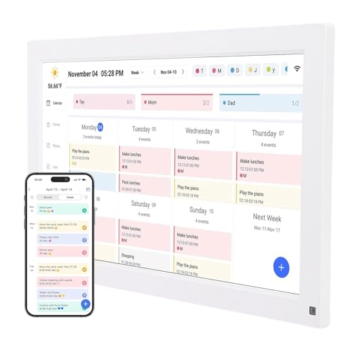 Bewinner 15,6 Zoll Smart Touchscreen Wall Calendar Planer, Interactive Digital Display mit Aufgabediagramm, Fotorahmen -App -Steuerung, 32 GB Speicher, 1080p für Familienpläne (EU-Stecker) von Bewinner