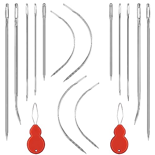 Bewudy 14 Stück Nähnadeln, Mehrere Stile Stickgarnnadel Stumpfe Nadeln mit Ösen Gebogene Nadeln mit 2 Stück Nadeleinfädler Leder nähen Stahl Nadel für Armband Schmuck Handwerk und Schmuckherstellung Bewudy 14 Stück Nähnadeln, Mehrere Stile Stickgarnnadel Stumpfe Nadeln mit Ösen Gebogene Nadeln mit 2 Stück Nadeleinfädler Leder nähen Stahl Nadel für Armband Schmuck Handwerk und Schmuckherstellung von Bewudy