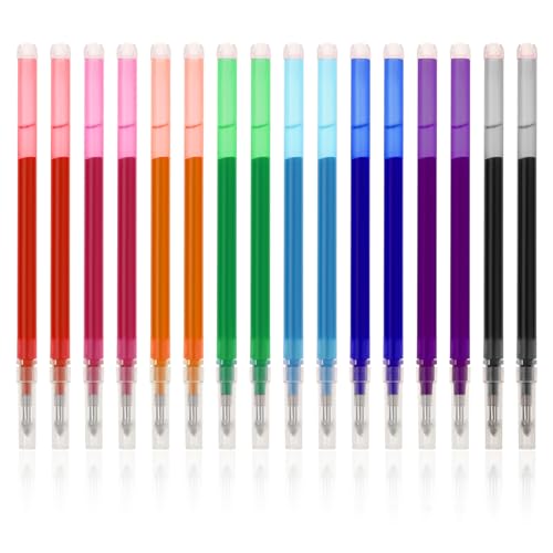 Bewudy 16 Stück Bunt Radierbarer Kugelschreiber Ersatzminen, 0,7mm Kugelschreibe Löschbare Gelstifte, 8 Farben Tintenroller Radierbar Ersatzminen Set für Kinder Studenten Schulanfänger von Bewudy