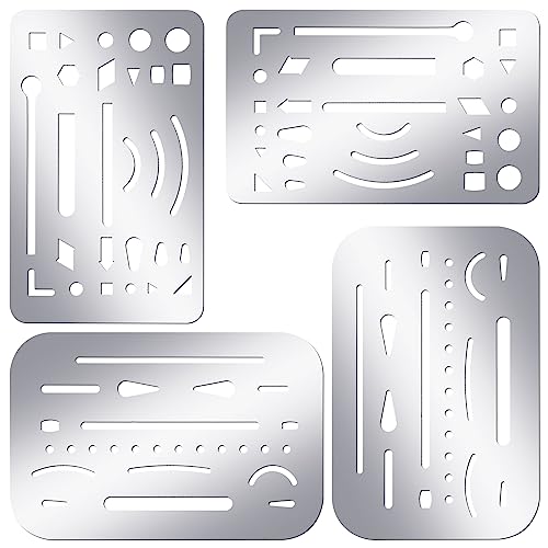 Bewudy 4 Stück Edelstahl Schablonen Metall Brandmalerei, Zeichenwerkzeuge Metall Radiergummi Schutzwerkzeug für mechanisches Zeichnen, Künstler, technisches Design (A) Bewudy 4 Stück Edelstahl Schablonen Metall Brandmalerei, Zeichenwerkzeuge Metall Radiergummi Schutzwerkzeug für mechanisches Zeichnen, Künstler, technisches Design (A) von Bewudy