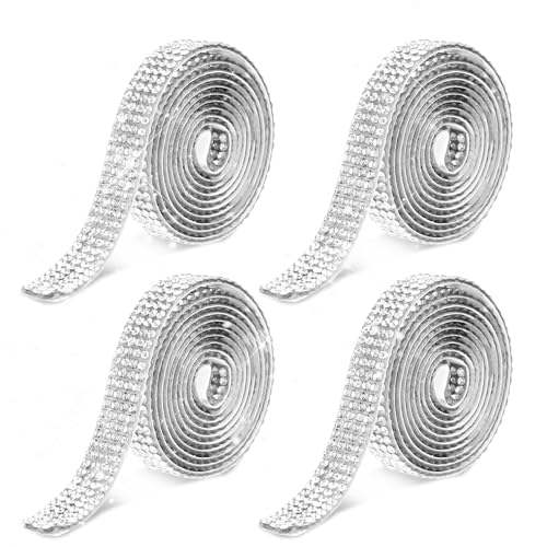 Bewudy 4Rollen Strassband Selbstklebend, 1Yard Glitzerband, 0.35in Strassband zum Aufnähen DIY Dekoration Bling Aufkleber Glitzersteine Selbstklebend für Handwerk DIY Party Hochzeit Dekoration(Silber) Bewudy 4Rollen Strassband Selbstklebend, 1Yard Glitzerband, 0.35in Strassband zum Aufnähen DIY Dekoration Bling Aufkleber Glitzersteine Selbstklebend für Handwerk DIY Party Hochzeit Dekoration(Silber) von Bewudy