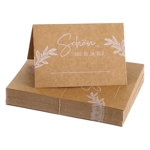 Bewudy 50 Stück Tischkarten Kraftpapier, Schön Dass Du Da Bist Tischkarten Hochzeit 110x85mm Tischdekoration Namenskarten Partycards Zum Selbst Beschriften Für Geburtstag Hochzeit Konfirmation Bewudy 50 Stück Tischkarten Kraftpapier, Schön Dass Du Da Bist Tischkarten Hochzeit 110x85mm Tischdekoration Namenskarten Partycards Zum Selbst Beschriften Für Geburtstag Hochzeit Konfirmation von Bewudy