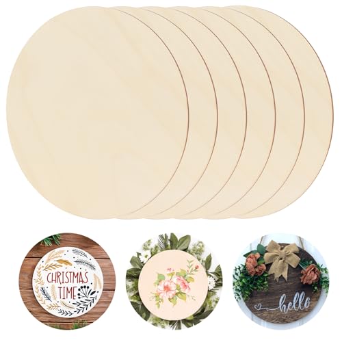 Bewudy 6 Stück Holzscheiben zum Basteln, Runde Holzscheibe 20cm, Naturholzscheiben Holzplatten zum Basteln 2 mm Dick Holzplatte Rund Bastelholzplatten zum Basteln Gravieren Brennen Malen DIY Kunst von Bewudy