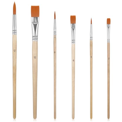 Bewudy 6Stück Pinsel mit Holzgriff, Kleine Künstlerpinsel, Kuchen Malerei Pinsel für DIY Kuchen Plätzchen Dekorieren Backpinsel Nylon Malpinsel für Ölmalerei Acrylmalerei Gouachemalerei Aquarellmalere Bewudy 6Stück Pinsel mit Holzgriff, Kleine Künstlerpinsel, Kuchen Malerei Pinsel für DIY Kuchen Plätzchen Dekorieren Backpinsel Nylon Malpinsel für Ölmalerei Acrylmalerei Gouachemalerei Aquarellmalere von Bewudy