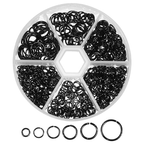 Bewudy 970 Stück Binderinge Klein, Schlüsselringe Klein Metall Offene Biegeringe Schlüsselanhänger Ringe Schlüsselringe Ringe Sets Für Choker Halsketten Armband Schmuck Basteln Reparatur (Schwarz) Bewudy 970 Stück Binderinge Klein, Schlüsselringe Klein Metall Offene Biegeringe Schlüsselanhänger Ringe Schlüsselringe Ringe Sets Für Choker Halsketten Armband Schmuck Basteln Reparatur (Schwarz) von Bewudy