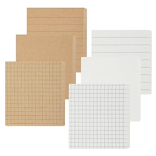 Bewudy Kreative Haftnotizen, 6pack selbstklebende Kraftpapier-Haftnotizen, Haftnotizen für Büro und Studenten Memoblöcke für Erinnerungen, Büro, Zuhause, Schule, Meeting (480 Blätter) von Bewudy