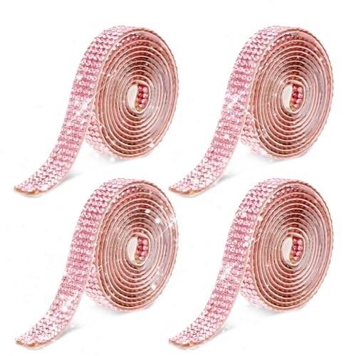 Bewudy Strassband Selbstklebend, 4Rollen 1Yard Glitzerband, 0.35in Strassband zum Aufnähen DIY Dekoration Bling Aufkleber Glitzersteine Selbstklebend für Handwerk DIY Party Hochzeit Dekoration(Rosa) Bewudy Strassband Selbstklebend, 4Rollen 1Yard Glitzerband, 0.35in Strassband zum Aufnähen DIY Dekoration Bling Aufkleber Glitzersteine Selbstklebend für Handwerk DIY Party Hochzeit Dekoration(Rosa) von Bewudy