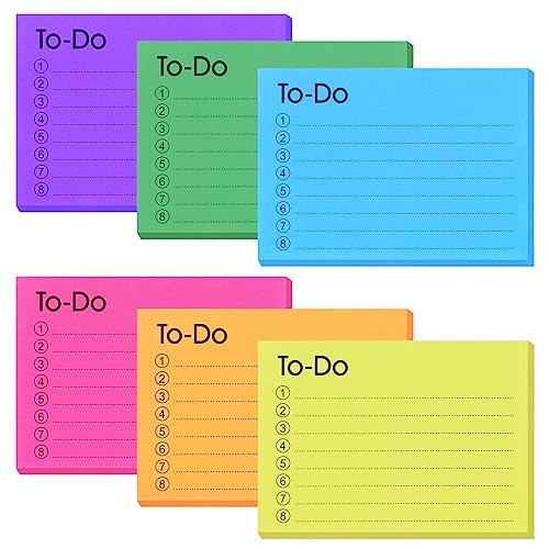 Bewudy 300Blatt To Do Liste, 6Packung To Do Liste Haftnotizen, Bunt Sticky Notes Klebezettel Selbstklebend, Notizblöcke Linierte Bunt Linierte Sticky Notes für Büro Zuhause Schule (10x7cm) von Bewudy