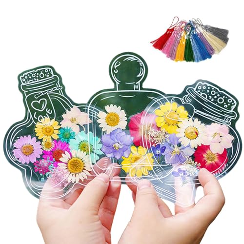 100 Blatt getrocknete Blumenhesezeichen, selbstklebendes D-iy transparent getrocknete Blütenblüte mit Löchern, getrocknetem Blütensammler, handgemachtem Material ohne Schlagen 100 Blatt getrocknete Blumenhesezeichen, selbstklebendes D-iy transparent getrocknete Blütenblüte mit Löchern, getrocknetem Blütensammler, handgemachtem Material ohne Schlagen von Bexdug