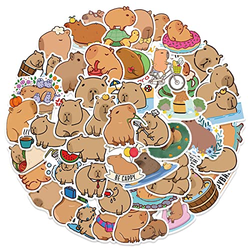 50pcs Capybara Sticker, Skateboard Sticker Pack, Genshin Sticker, Brown Water Pig Vinyl Sticker Waterproof for Car Cup Computer Water Bottle Decor von Bexdug