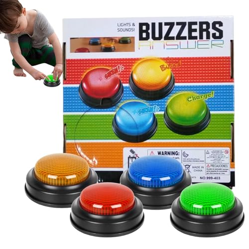 Antwort Summer, Game Summer,Spiele Game Summer mit Lichtern und Sound | Schnelle Antwortschaltfläche Fun 4X einfach zu bedienen für Partyzubehör zu verwenden Antwort Summer, Game Summer,Spiele Game Summer mit Lichtern und Sound | Schnelle Antwortschaltfläche Fun 4X einfach zu bedienen für Partyzubehör zu verwenden von Bexdug